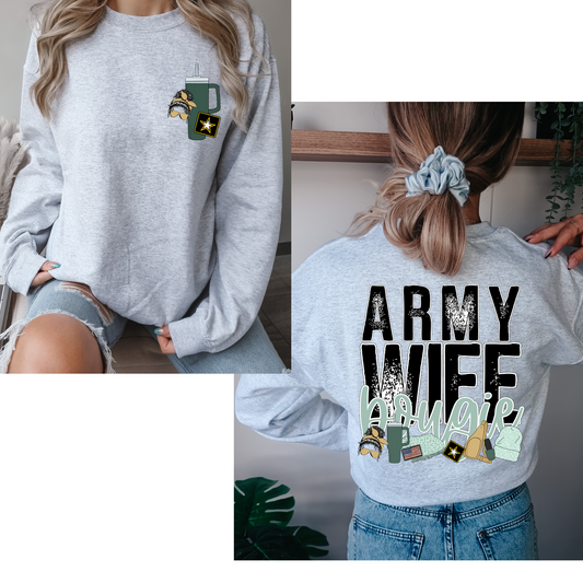 Army Wife Bougie (FRONT + BACK INCLUDED) DTF Transfer