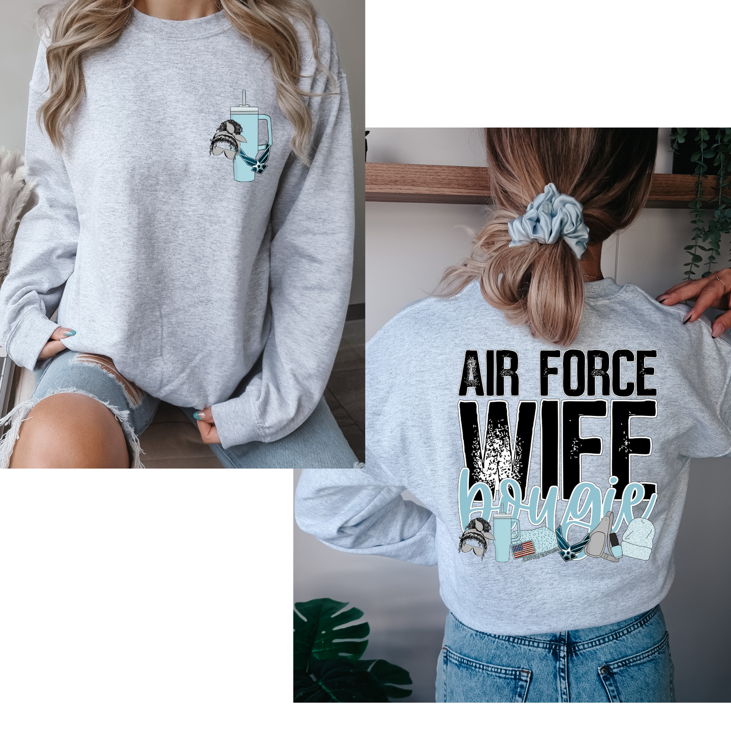 Air Force Wife Bougie (FRONT + BACK INCLUDED) DTF Transfer