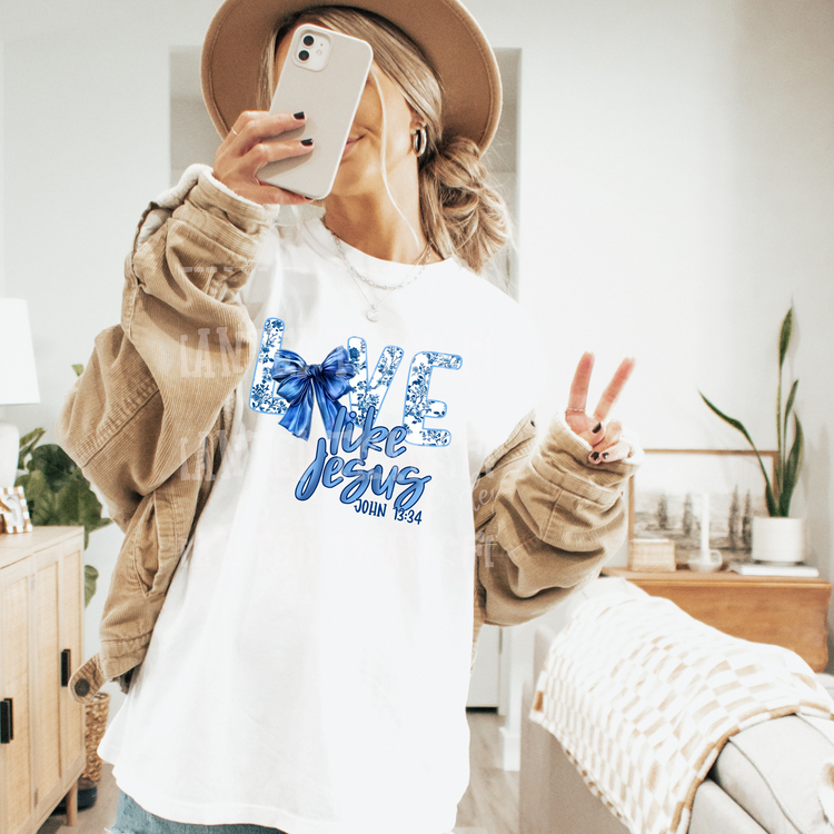 Love Like Jesus Floral Blue Exclusive Sublimation Transfer