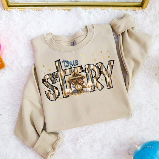 True Story Brushstroke Nativity Christmas Clear Film Screen Print Transfer