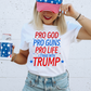 Pro God, Pro Guns, Pro Life, I Stand with Trump DTF Transfer