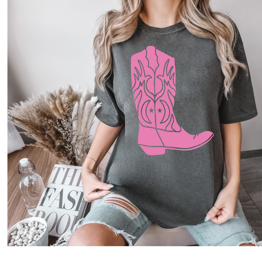 Pink Cowgirl Boot DTF Transfer