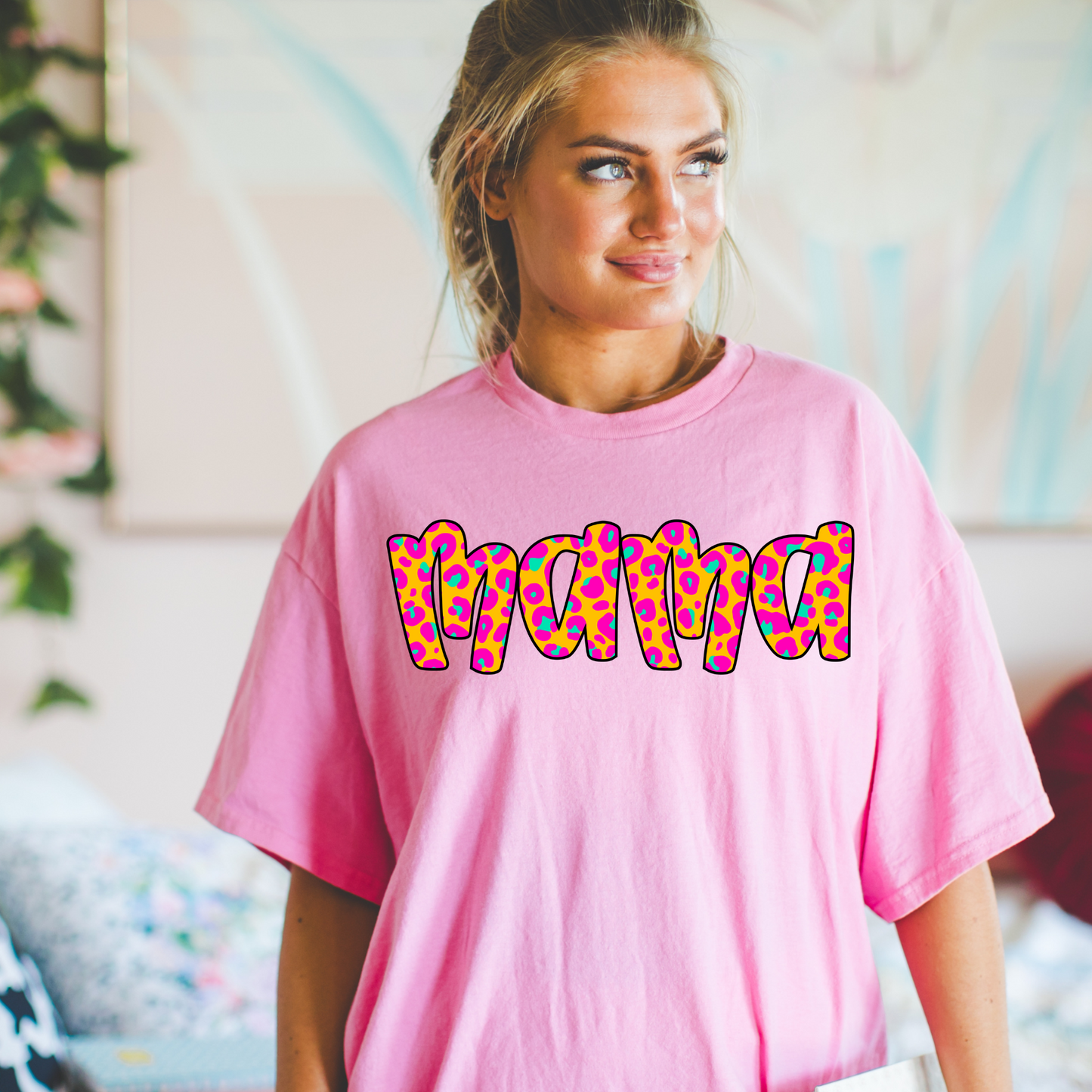 Hot Pink/Teal Leopard Mama Summer Neon PNG Digital Download