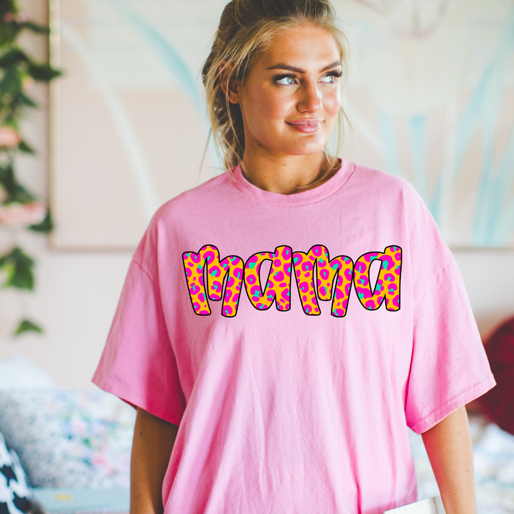 Hot Pink/Teal Leopard Mama Summer Neon PNG Digital Download