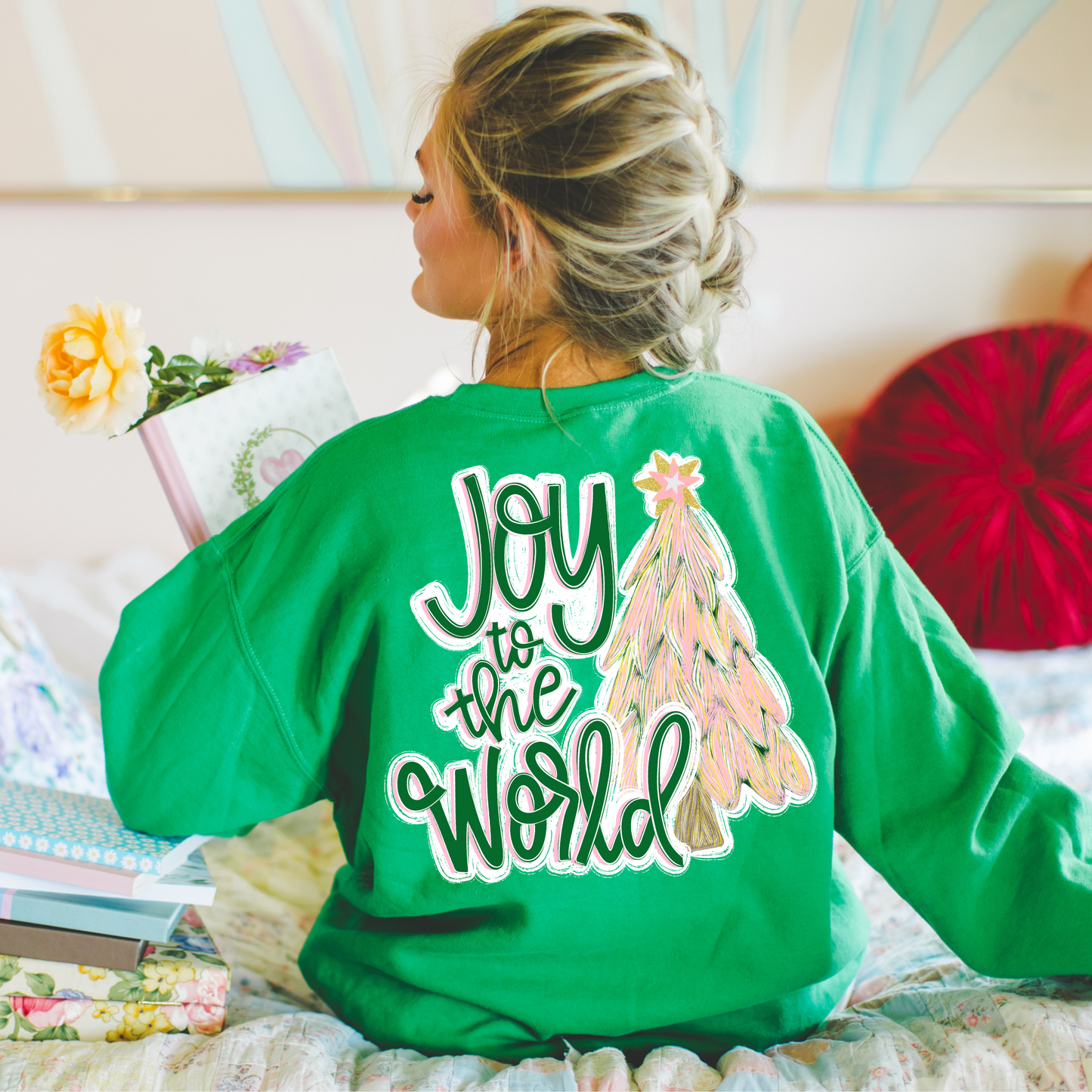 Joy to the World Watercolor Affect Christmas Clear Film Screen Print Transfer