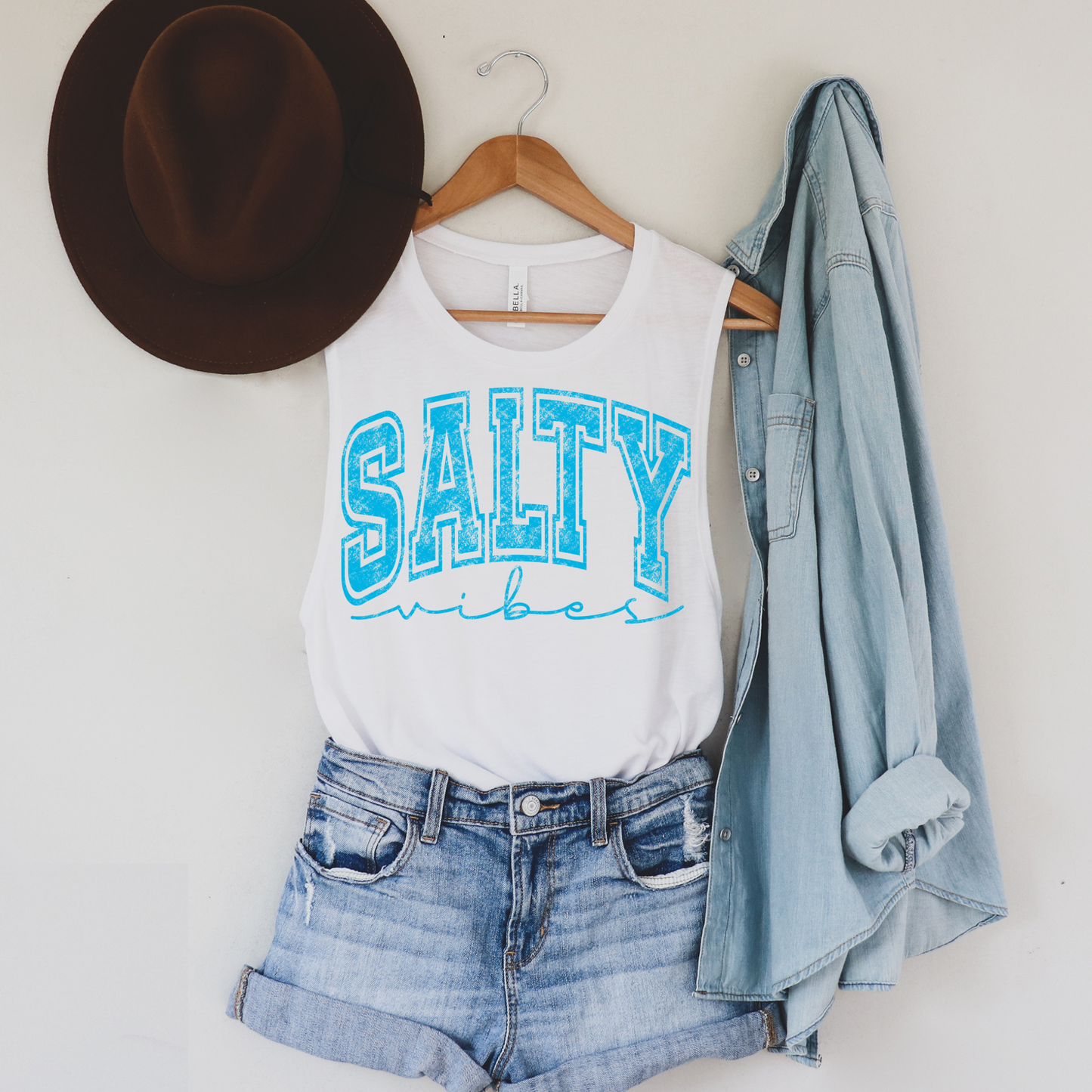 Salty Vibes Bright Blue Screen Print Transfer