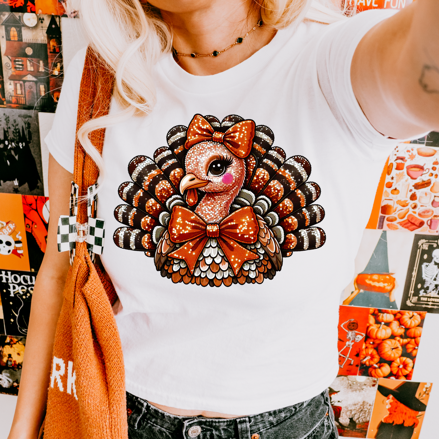 Sequin Turkey Sideway View DTF Transfer