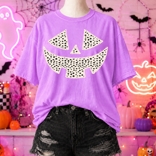 Polka Dot Pumpkin Face DTF Transfer