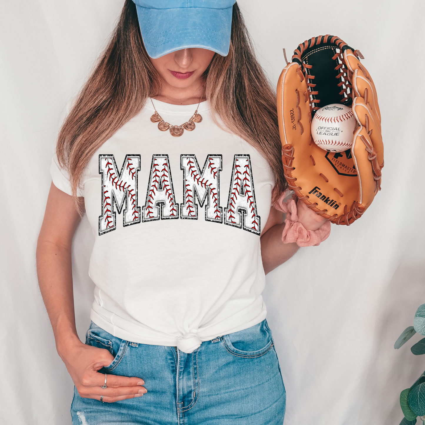 Baseball Filled Varsity Curved Mama DTF Transfer