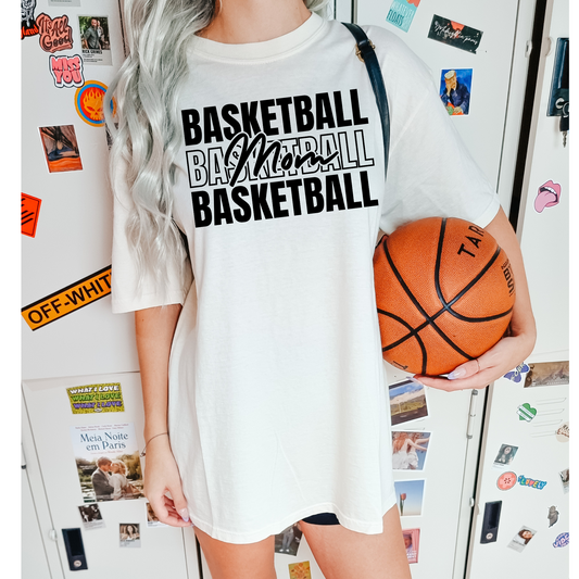 Basketball Mom Repeat Minimalist Black Font DTF Transfer