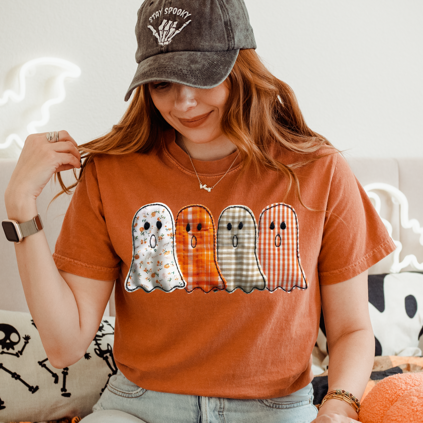 Faux Embroidery Ghost Halloween Clear Film Screen Print Transfer