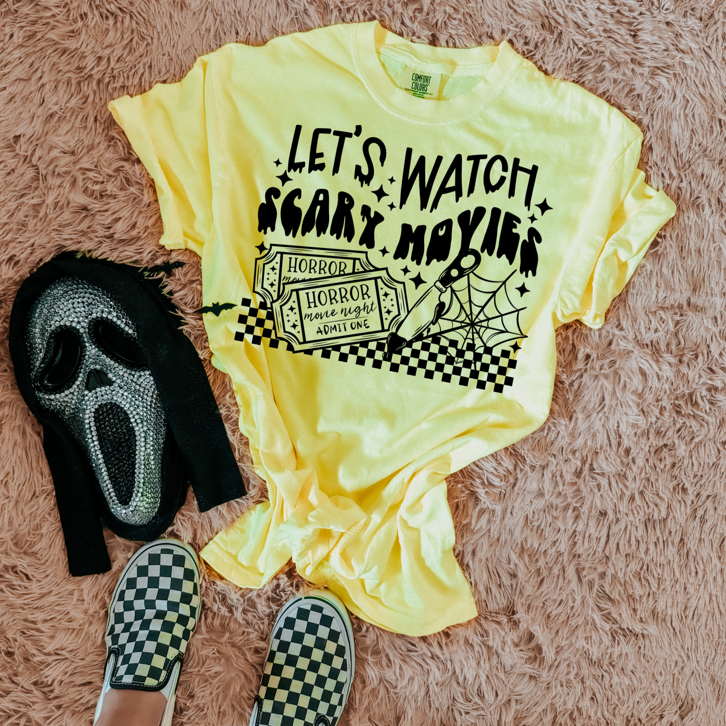 Let's Watch Scary Movies Black Font Halloween DTF Transfer