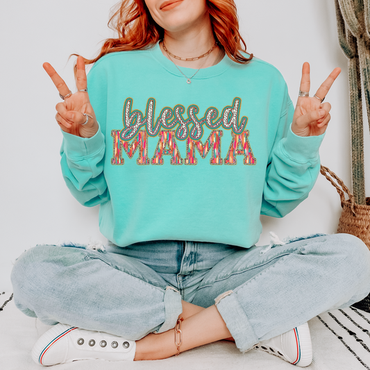 Brushstroke Blessed Mama Christmas DTF Transfer