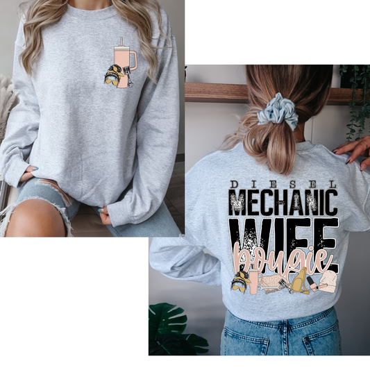 Diesel Mechanic Wife Bougie (FRONT + BACK INCLUDED) DTF Transfer