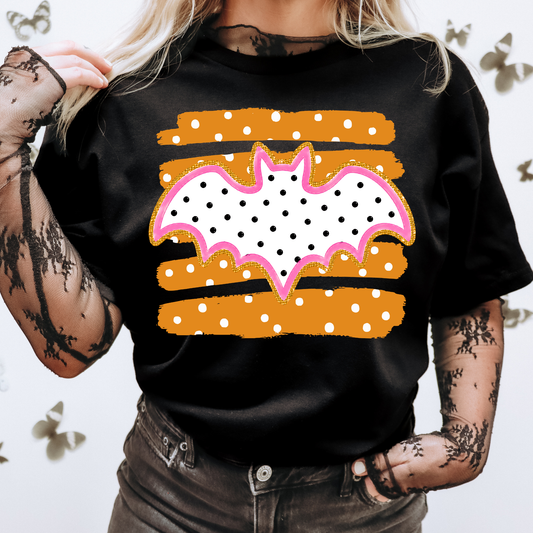 Orange Polka Dot Animal Cookie Bat Halloween DTF Transfer