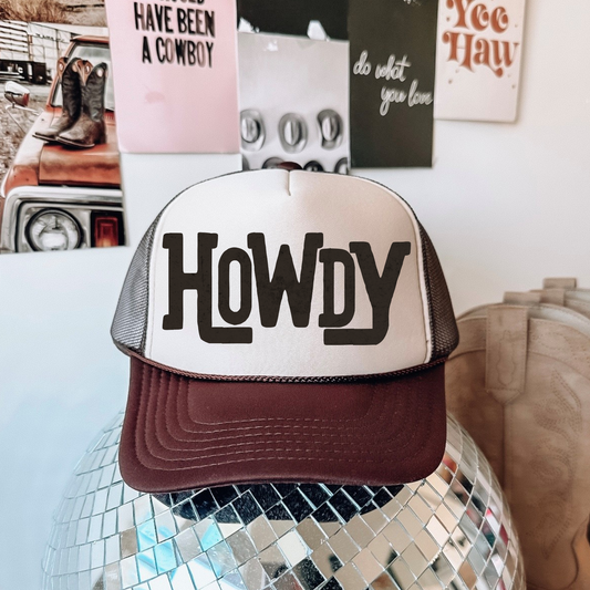 Howdy Western Trucker Hat Single Color Screen Print Transfer