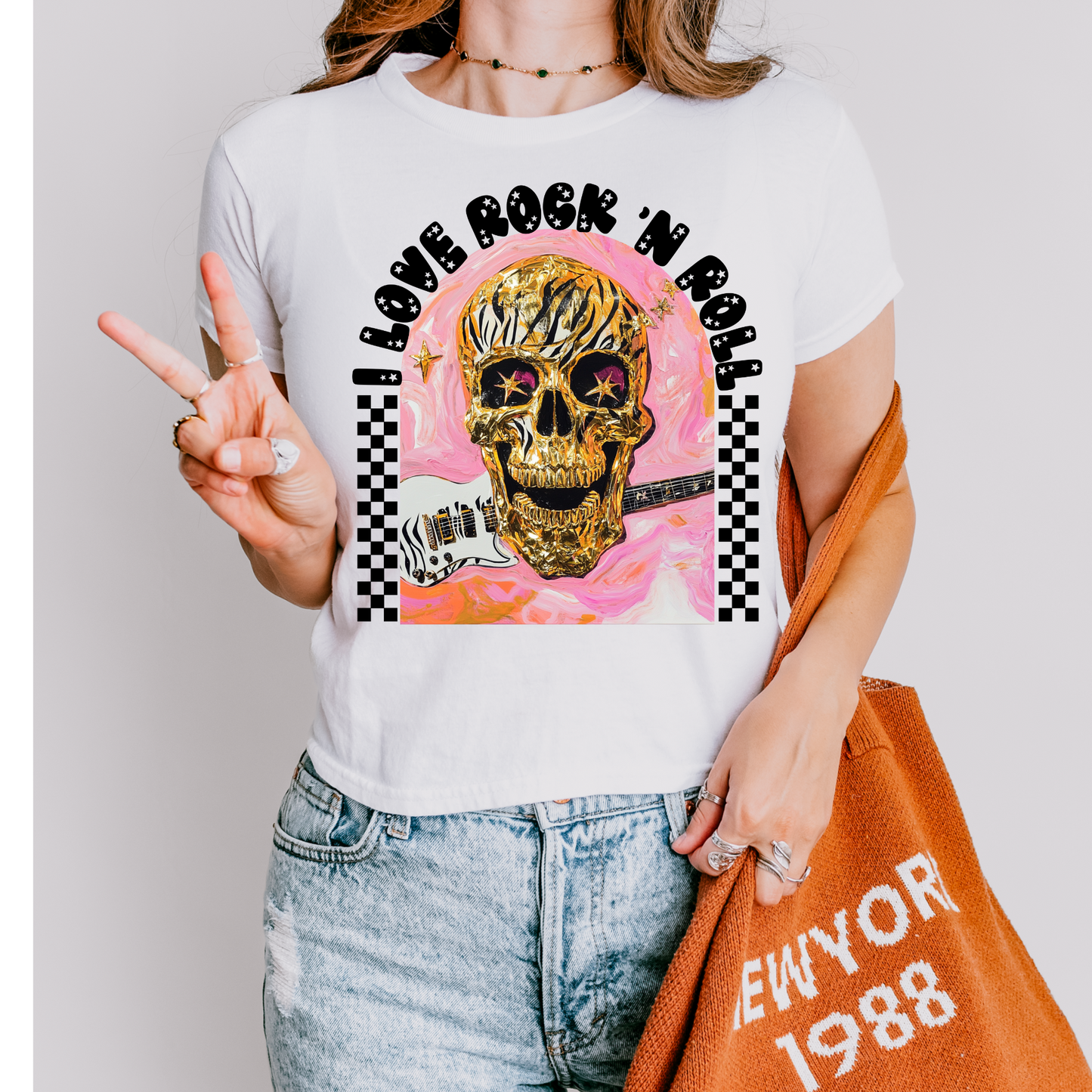 I Love Rock N' Roll Skull DTF Transfer