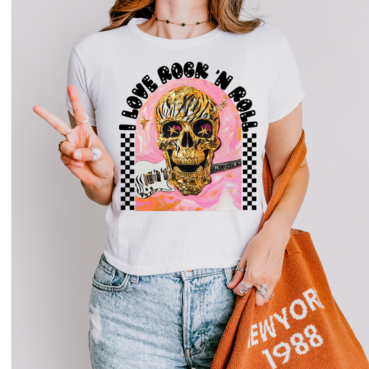 I Love Rock N' Roll Skull DTF Transfer