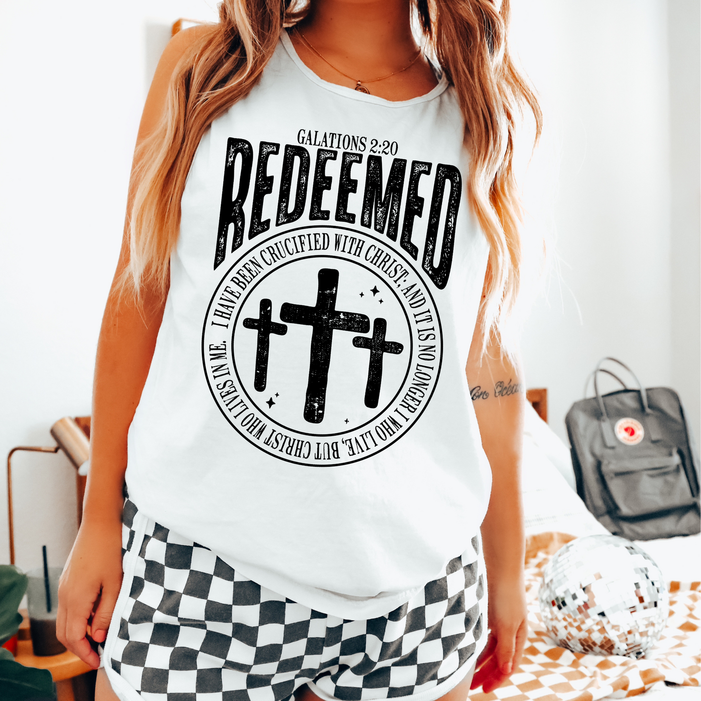 Redeemed Galations 2:20 Black Font DTF Transfer