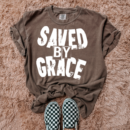 Saved By Grace White Faith DTF Transfer