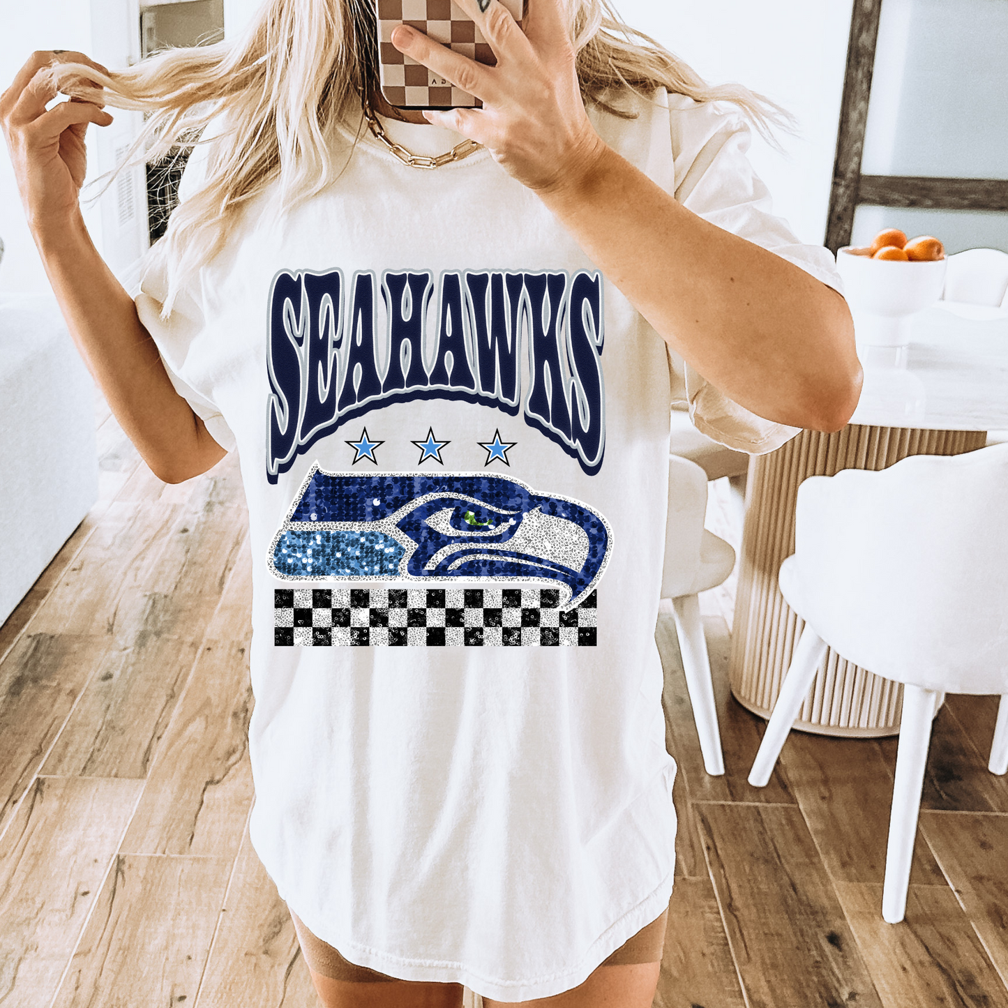 Glitter Seahawks DTF Transfer