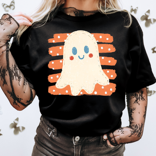 Polka Dot Ghost Striped Halloween DTF Transfer
