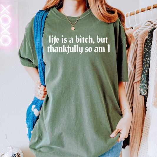 Life's a Bit*h, But Thankfully, So Am I Snarky Single Color Screen Print Transfer