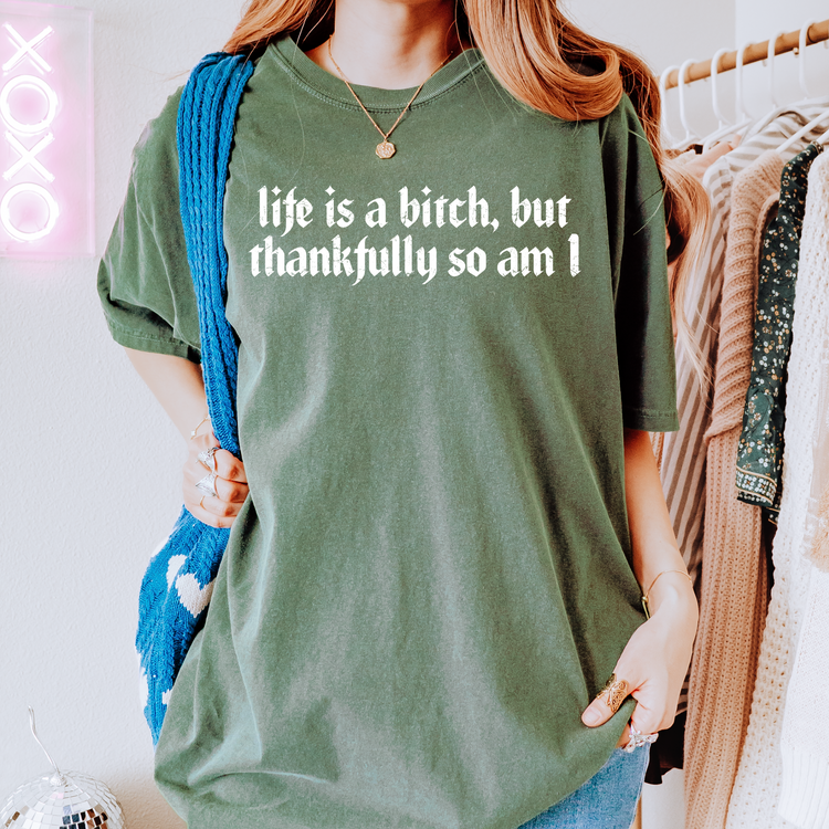 Life's a Bit*h, But Thankfully, So Am I Snarky Single Color Screen Print Transfer