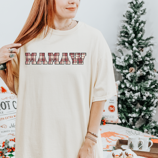 Plaid MaMaw Christmas DTF Transfer