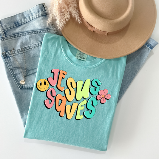 Jesus Saves Colorful Faith DTF Transfer