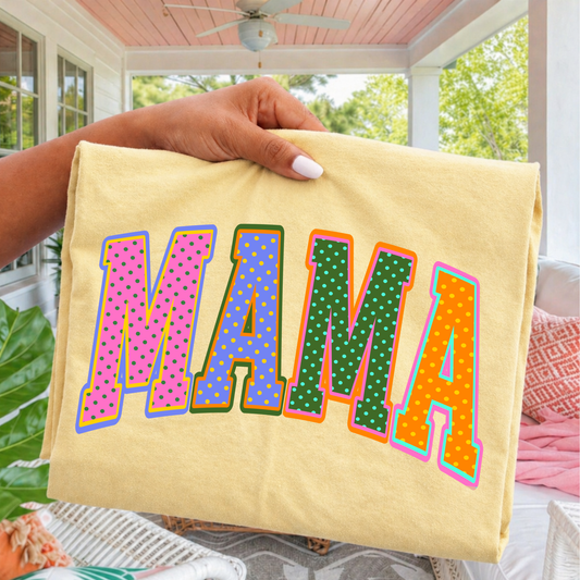 Polka Dot Multicolor Mama DTF Transfer