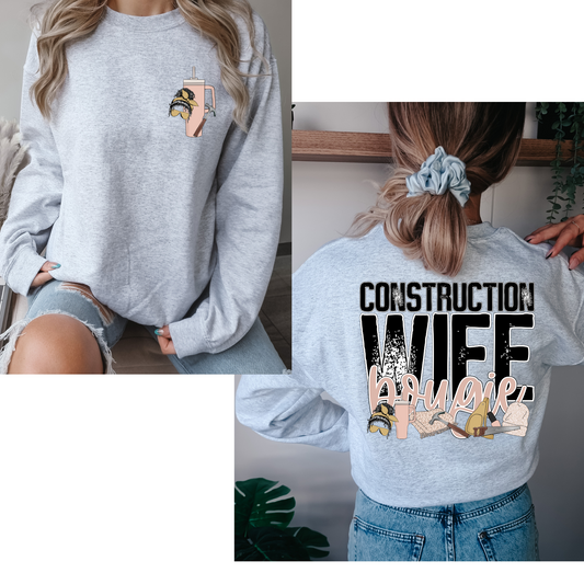 Construction Wife Bougie (FRONT + BACK INCLUDED) DTF Transfer