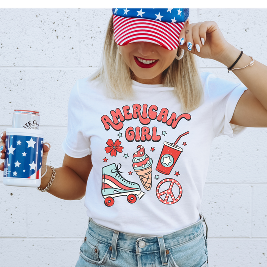 Retro American Girl 4th of July DTF Transfer