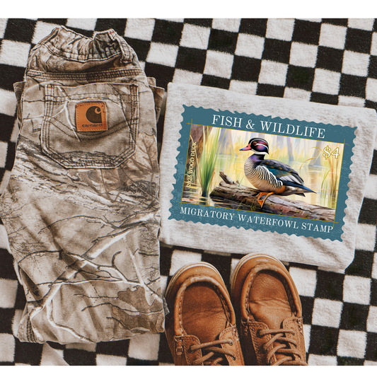 Fish & Wildlife Stamp Mallard Duck Hunting DTF Transfer