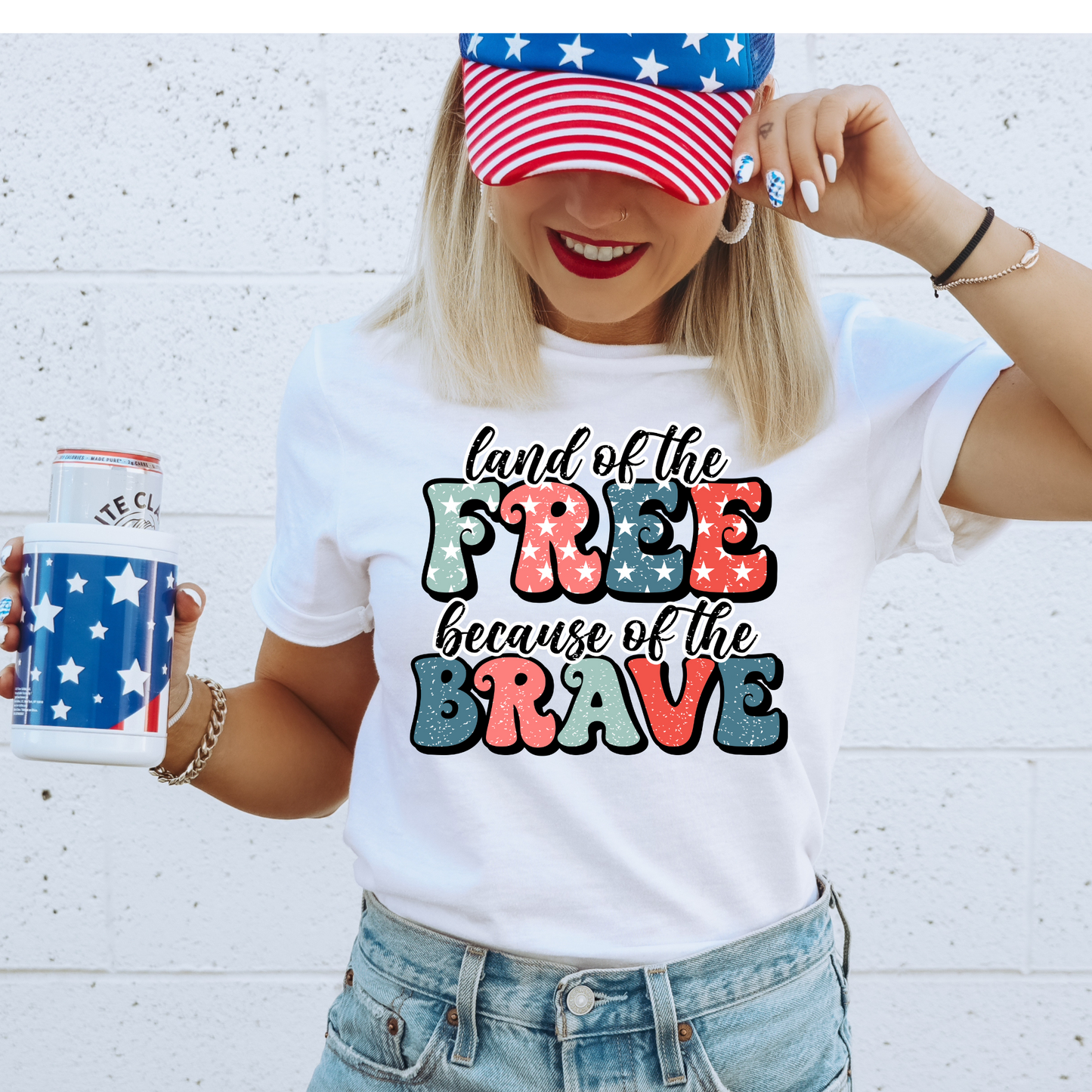 Land of the Free, Becuase of the Brave 4th of July DTF Transfer