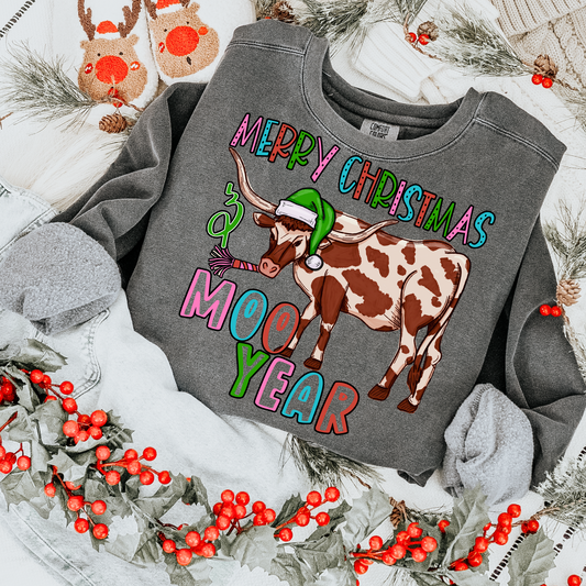 Moo Year Brown Cow Christmas DTF Transfer