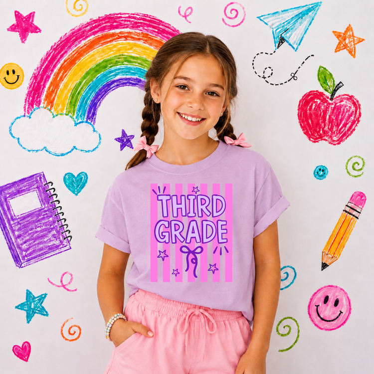Third Grade Striped Back to School DTF Transfer