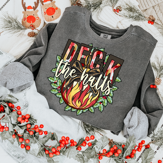 Deck the Halls Brushstroke Red DTF Transfer