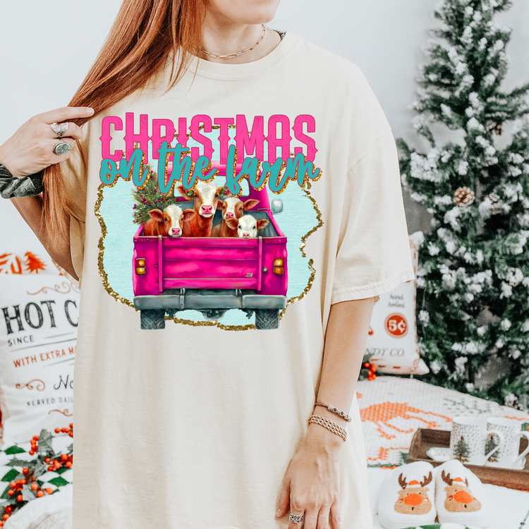 Christmas on the Farm Truck Christmas DTF Transfer