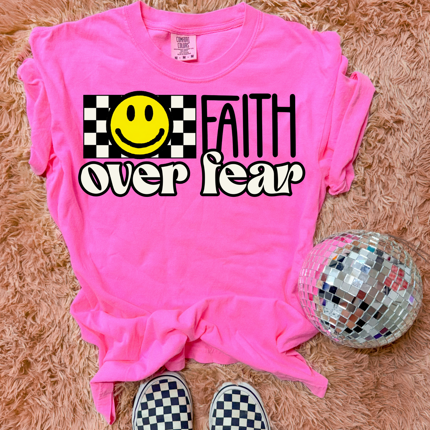 Faith Over Fear Checkered DTF Transfer