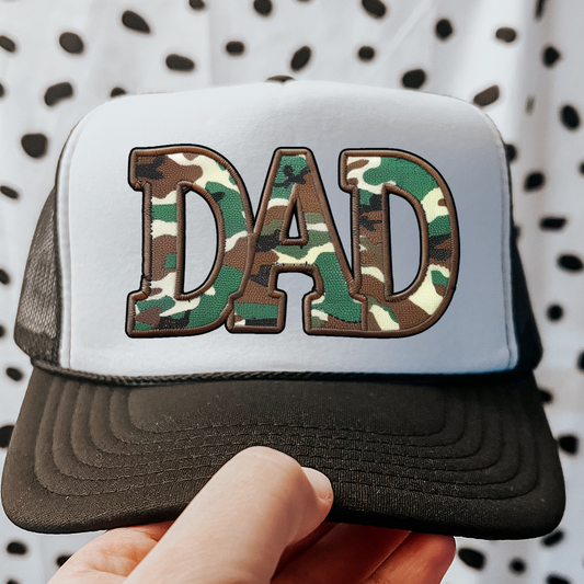 Camo Dad Faux Embroidery DTF Transfer for Hat (NOT A PATCH)