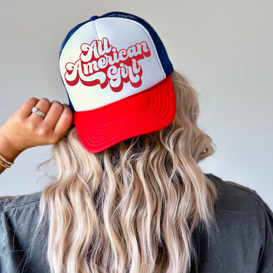 All American Girl DTF Transfer for Trucker Hat