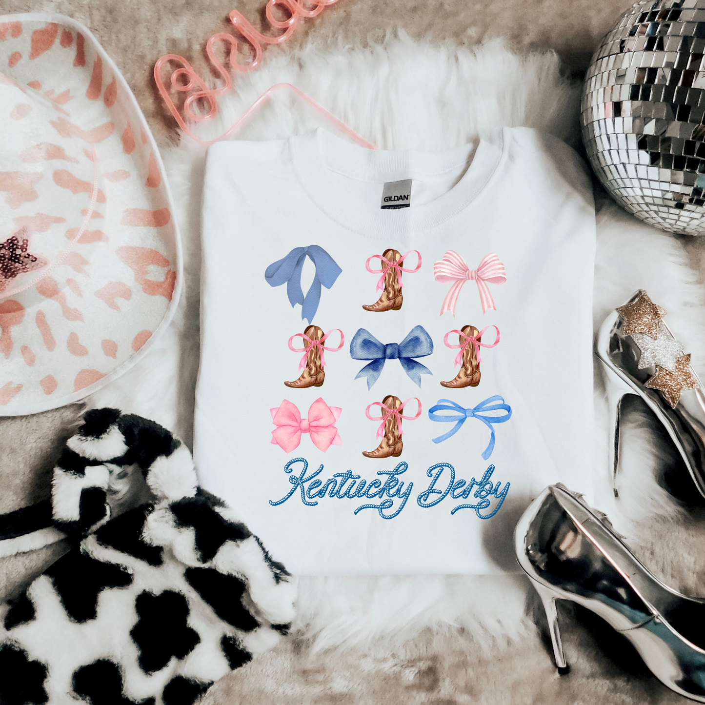 Pink and Blue Kentucky Derby DTF Transfer