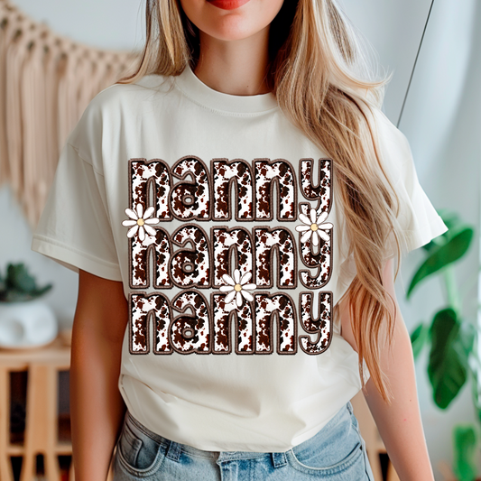 Nanny Cowhide Faux Embroidery DTF Transfer