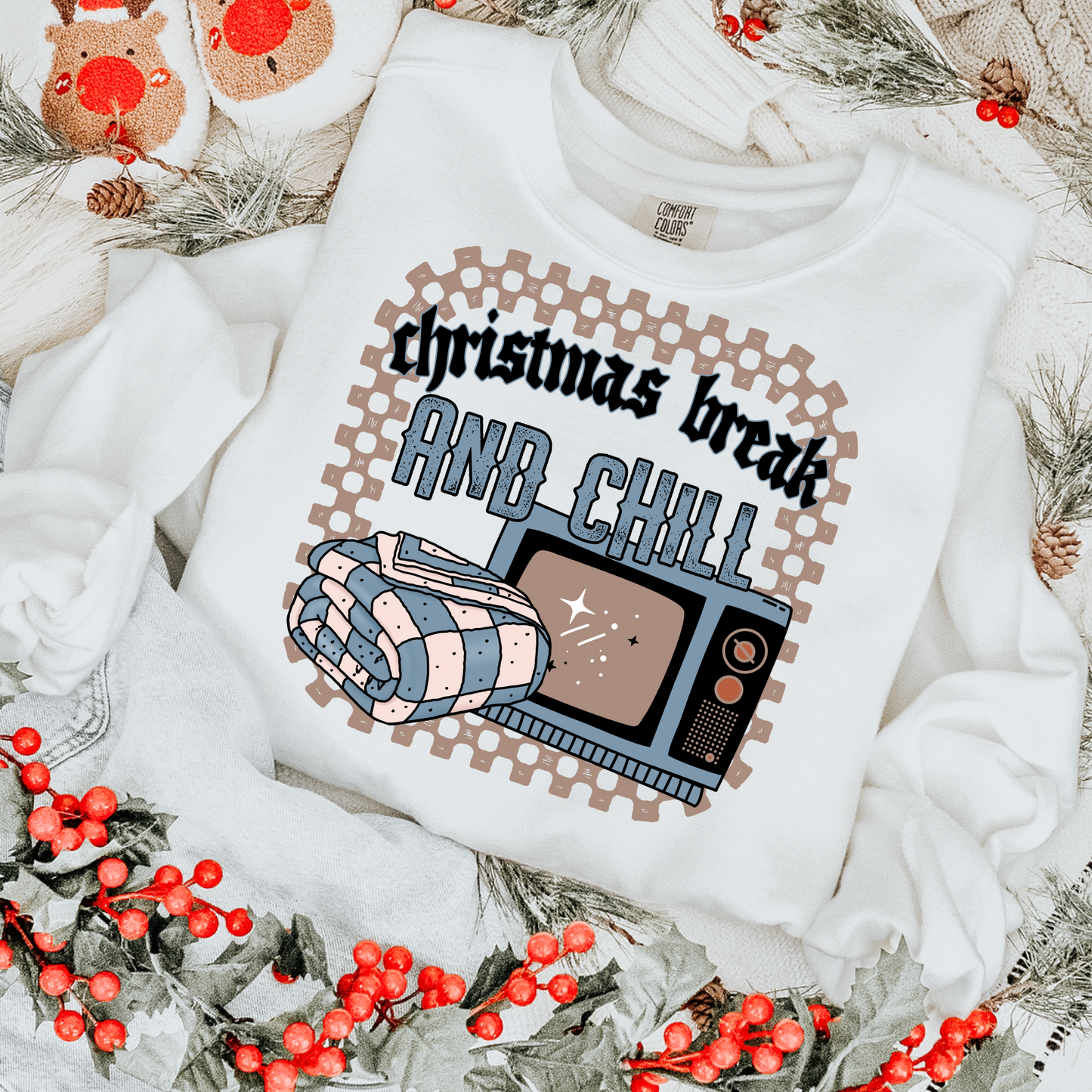 Retro Christmas Break and Chill Blue Christmas DTF Transfer