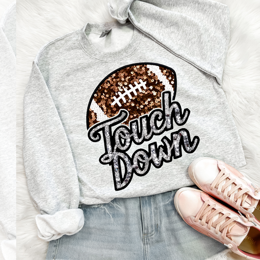 Touch Down Faux Glitter Football DTF Transfer