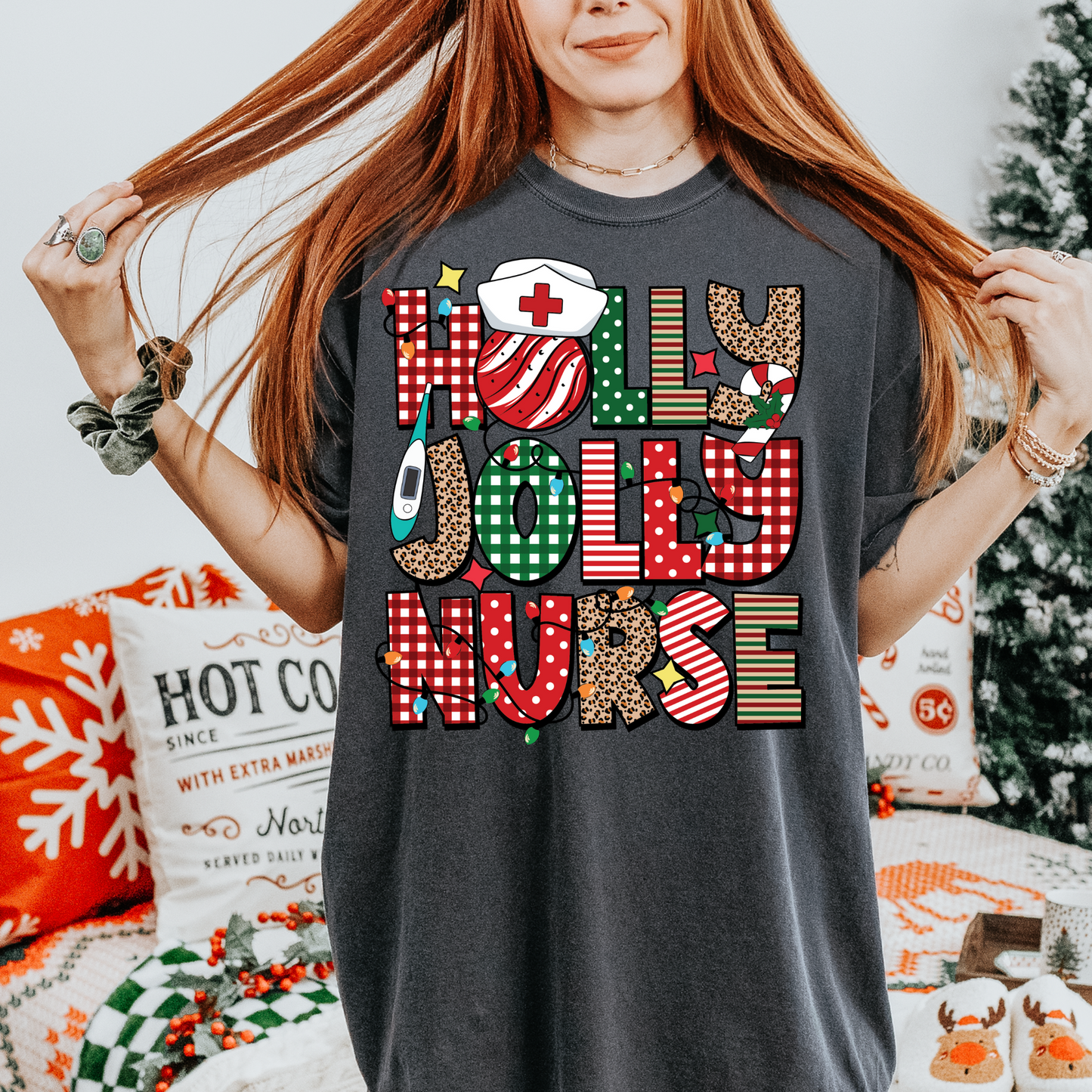 Holly Jolly Nurse Doodles DTF Transfer