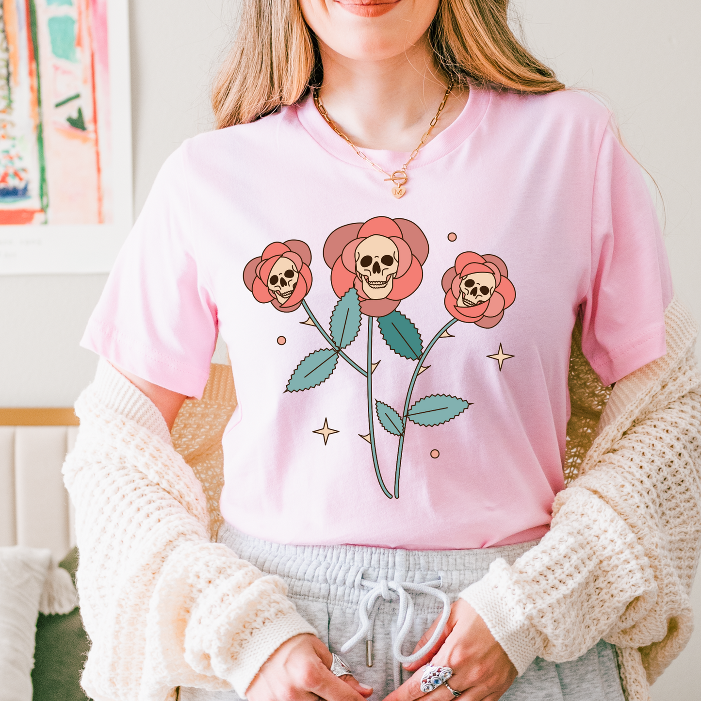 Skull Floral Valentine's DTF Transfer