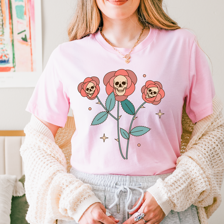 Skull Floral Valentine's DTF Transfer