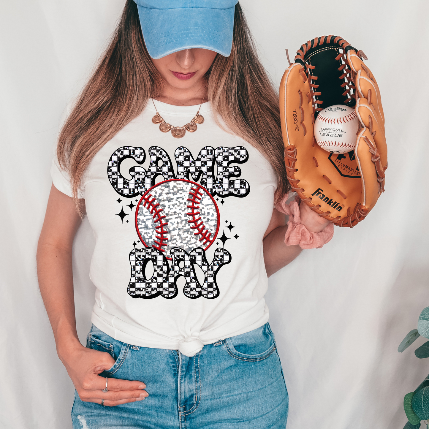 Game Day Baseball Faux Glitter DTF Transfer